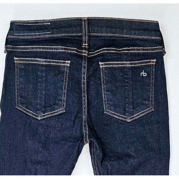 Rag & Bone Size 25X23 Womens Blue Capri Embroidered Pocket Logo Denim Jeans USA - Picture 10 of 13